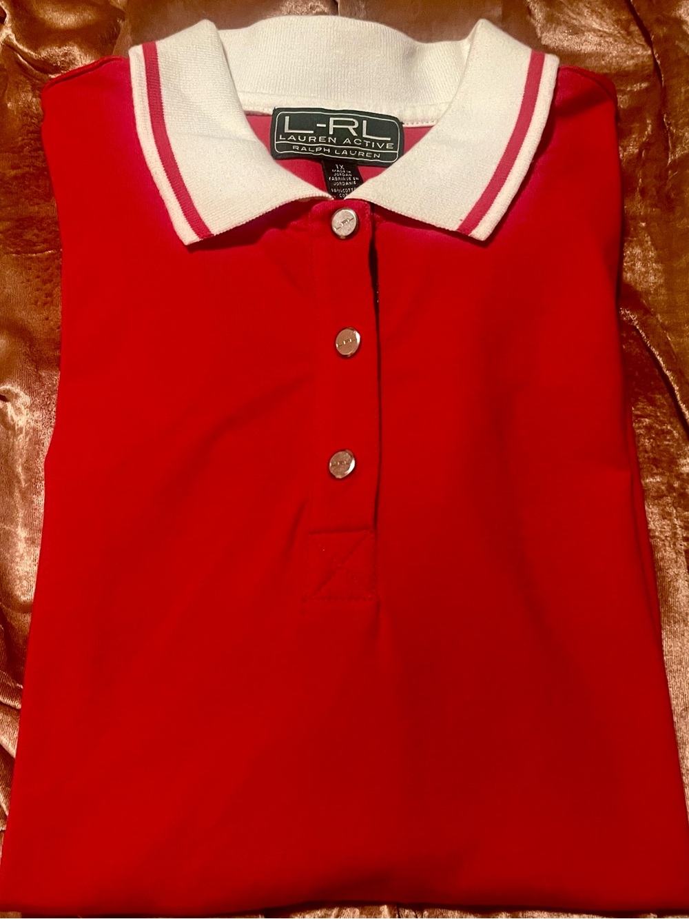 Lauren - Ralph Lauren (L-RL) Active Red Snap Button Polo Shirt Size 1X (Woman’s)